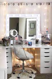 Greenforest vanity desk, makeup table with glossy white tabletop and 2 drawers, modern home office computer desk with golden legs. 42 Makeup Vanity Table Designs To Decorate Your Home