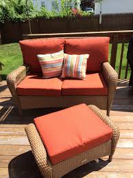 Martha Stewart Charlottetown Patio Collection Love Seat Ottoman Patio Furniture Cushions Martha Stewart Patio Furniture Furniture