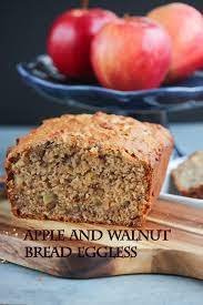 Vegan cinnamon apple bread loaf milk and pop. Apple And Walnut Bread Eggless Vege Home Cooking All Recipes