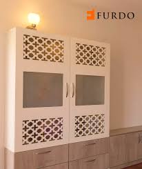 White Intricate Puja Cabinet Small Mandir Hindu Home Temple Designed By Furdo Room Door Design Small Apartment Living Room Iconic Furniture Design