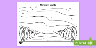 Lighting coloring page from natural phenomena category. Northern Lights Colouring Page Teacher Made