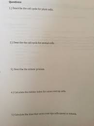 Plant cells are eukaryotic cells present in plants. Questions 1 Describe The Cell Cycle For Plant Cells 2 Describe The Cell Cycle For Animal Homeworklib