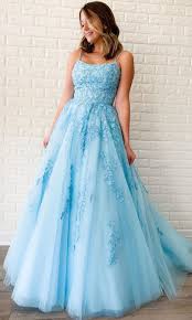 Lace Up Blue Lace Appliqued Prom Dress From Sugerdress Light Blue Prom Dress Prom Dresses Blue Prom Dresses