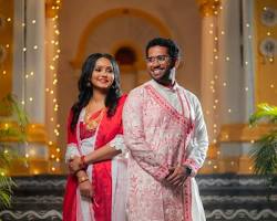 Image of beautiful image of Bengali new bride and groom in traditional attire
