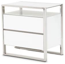 Finish decorating your bedroom with this stylish nightstand. In Stock State St Metal Nightstand With Led Lights Glossy White Contemporary Nightstands And Bedside Tables By Michael Amini Houzz
