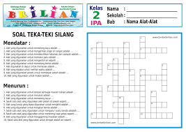 Kumpulan Soal Teka Teki Silang Tts Ipa Kelas 2 Sd Perihal Nama Nama Alat Dan Kunci Tanggapan Berpendidikan