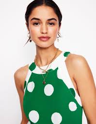 Emerald Green Green And White Polka Dot Top Green Animal Print Frill  High-Neck Top SilkFred