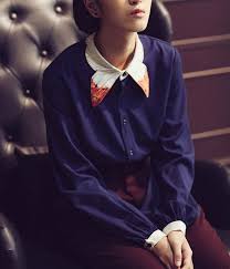 Fineart Collection Dark Blue Shirt With Butterfly Collar The Collar Part Is D Blue Butterfly Collar Collection Dark Blue Shirt Blue Shirt Fashion