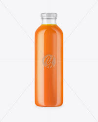 Clear Glass Bottle With Carrot Juice Mockup In Bottle Mockups On Yellow Images Object Mockups