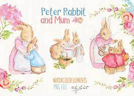 Peter Rabbit And Mum By Hellopaper On Creativemarket Illustration De Lapin Clip Art Feuille De Collage