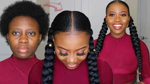 Just how do you style short hair?? 4c Natural Hair Slick Down 2 Jumbo Braids Pigtail Using Braiding Hair Short Hair Protective Style Youtube