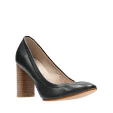 Grace Eva Black Leather Womens Heels Clarks Shoes