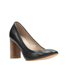 Grace Eva Black Leather Womens Heels Clarks Shoes