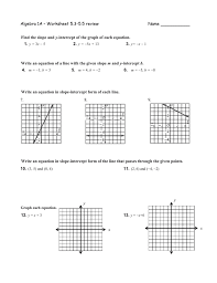 What is the slope intercept form of 3x+4y=12? Algebra 1a Worksheet 5