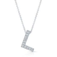 Diamond Initial Pendant In The Letter L 14k White Gold With 0 12 Ctw G Color Vs2 Clarity In 2021 Gold Initial Pendant Initial Pendant White Diamond Rings