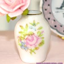 Vintage shabby chic flower vase tin pitcher jug metal wedding home decor. Shabby Chic Porcelain Flowers Vase Miniature Dioramas Dollhouse 1 12