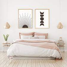 Sun And Moon Print Set Of 2 Minimal Wall Art Boho Home Etsy Modern Bedroom Decor Black White And Gold Bedroom Decor