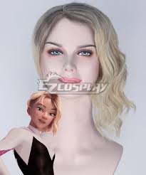 Marvel Spiderman Spider-Man: Into the Spider- Verse Gwendolyn Maxine Gwen  Stacy Light Golden Cosplay Wig