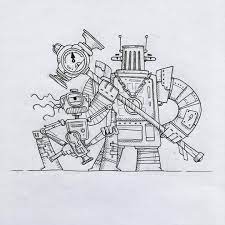 Gang Sketch Drawing Ink Art Robot City Urban Drawings Art Ink
