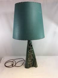 Vintage 1950 S Brutalist Table Lamp Green Ceramic Fiberglass Shade Retro Atomic Table Lamp Lamp Vintage Table Lamp