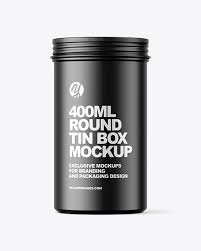400ml Matte Round Tin Box Mockup In Can Mockups On Yellow Images Object Mockups