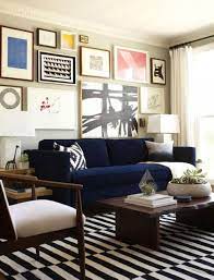 Maybe you would like to learn more about one of these? Nice Living Room With Moderm Elegance Design Ideas With Very Nise Black And White Striped Ru Blue Sofas Living Room Blue Sofa Living Blue Furniture Living Room