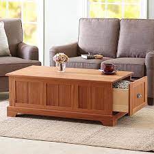 This coffee table has two drawers which do not need drawer slides and has a double layer top for some added interest. Coffee Table With Storage Drawers Woodworking Plan Wood Magazine