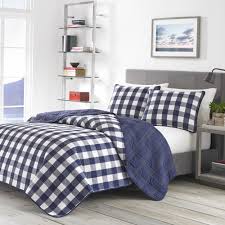 Black And White Buffalo Check Bedding Queen 3 Piece Navy Blue White Buffalo Check Pattern Comforter Full Queen Set Elegance Luxurious All Over Classic Plaid Quilt Sets Blue King Quilt Sets Plaid Bedding