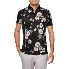 Vintage chaps polo shirt large blue floral hawaiian. Alann Navy Floral Slim Cotton Floral Print Polo Shirt Polo Shirts Politix