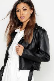 Boxy Crop Biker Jacket Boohoo Australia Cropped Biker Jacket Biker Jacket Leather Jackets Women
