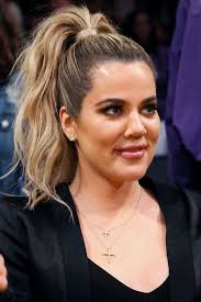 Khloe Kardashian Wavy Light Brown Dark Roots, High Ponytail, Ponytail  Hairstyle