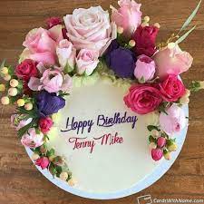 Jenny Mike Name Card Gorgeous Birthday Cake With Name Generator For Girl Happy Birthday Cake Images Cake Name Birthday Cake Writing