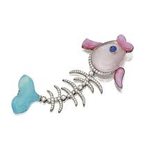 Gem Set And Diamond Fish Pendant Brooch Kung Tsung Tzu Lot Animal Jewelry Fish Jewelry Jewels