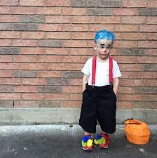 Diy Kids Boy Clown Halloween Costume Yarn Pom Poms Suspenders Big Shorts Pinning My Own Because I Clown Costume Kids Clown Halloween Costumes Clown Costume