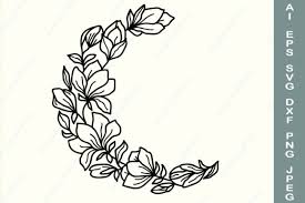Download Floral Moon Magnolia Half Moon Graphic By Anastasiyaartdesign Creative Fabrica