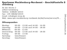 Um davon zu profitieren, müssen die gesamtausgaben. á… Offnungszeiten Sparkasse Mecklenburg Nordwest Geschaftsstelle Schonberg An Der Kirche 2 In Schonberg
