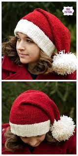 Knit Christmas Santa Hat Free Knitting Patterns Knitting Patterns Free Hats Christmas Knitting Patterns Christmas Knitting Patterns Free