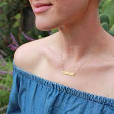 Gold Birthstone Bar Necklace Stamped With Blessed Mothers Etsy Birthstone Bar Necklace Gold Bar Necklace Gold Choker Necklace