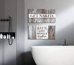 Bathroom Wall Art 2 Piece Funny Bathroom Wall Art Set Wood Frame Ready To Hang Bathroom Wall Decor Art Bathroom Wall Decor Diy Rustic Wall