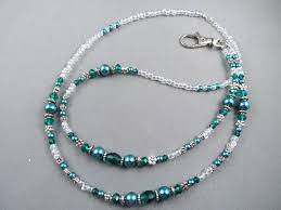 Beaded Id Breakaway Necklace Lanyard Glass Pearls And Etsy In 2021 Belly Jewelry Eyeglass Necklace Eyeglasses Holder Necklace