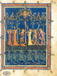 The Garden Of The Virtues Illumination On Parchment Biblioteca Apostolica Vatican Medieval Paintings Medieval Art Effigy