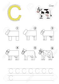 Visual alphabet is a set of simple shapes which we use, when we are . Vector Illustrated Alphabet With Kid Educational Games To Learn Handwriting With Easy Game Level For Preschool Children Drawing Tutorial For Letter C The Cow Royalty Free Cliparts Vectors And Stock Illustration Image