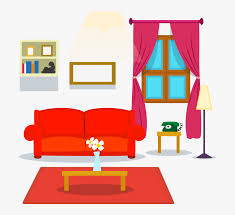 Modern cartoon living room with furniture and plants. Table Living Room Couch Cartoon Living Room Cartoon Png Transparent Png Kindpng