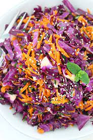 Thai Sesame Red Cabbage And Carrot Salad Recipe Carrot Salad Red Cabbage Recipes Red Cabbage Salad