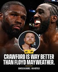 Golden Boy promoter Oscar De La Hoya compared Terence Crawford to Floyd  Mayweather, stating that Mayweather was technically far superior to the  current undisputed champion. 💯👌 🇺🇸🎙️Oscar De La Hoya: "Crawford is