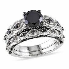 This ring needs to be customized to fit your selected diamond. 1 40 Ct T W Enhanced Black Diamond Vintage Style Bridal Set In 10k White Gold Peoples Jewellers