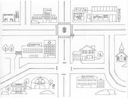 Nice little town (adult coloring book, pdf, digital pages, for stress relieving, relaxation). Neighborhood Map Coloring Page Coloring Home