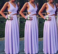Beautiful Lavender Two Piece Chiffon Prom Dresses Long Two Piece Party Dresses Evening Dresses Lavender Prom Dresses Evening Dresses Prom Chiffon Prom Dress
