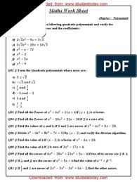 Here at third space learning we've been supporting 10 and 11 year old children with maths tuition from the year 6 maths national curriculum for several years. Cbse Class 10 Maths Worksheet Polynomials 5 Polynomial Factorization