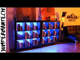 How To Install Led Strip Lights Under Bookshelf Led Bookshelf Lighting Diy Youtube